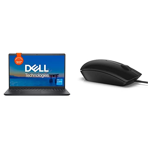 Image of Dell Inspiron 15-inch Laptop | Windows 11 and MS Office 2021 & MS116 1000Dpi USB Wired Optical Mouse, Led Tracking, Scrolling Wheel, Plug and Play.
