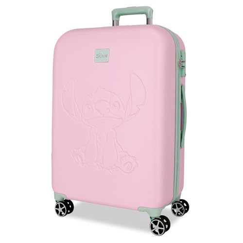 Disney Joumma Travelling with Stitch Maleta Mediana Rosa 44x60x26 cms Rígido 3,86 kgs Cierre TSA ABS 3,86 kgs 68,64L