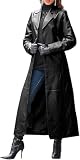 MIAOBHDP Damen Herren PVC Leder Trenchcoat Jacke Reißverschluss Sexy Kleid Wetlook Bodysuits Clubwear Langer Lack Mantel,XL