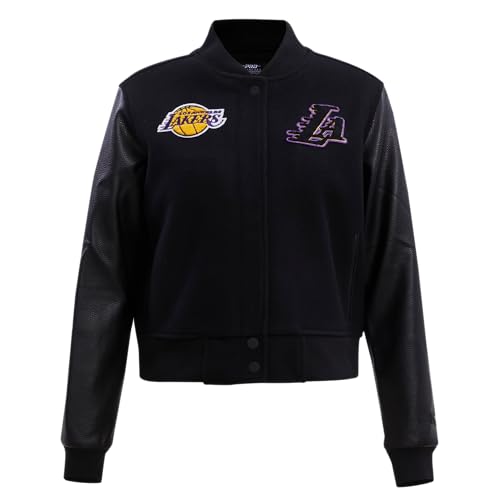 Pro Standard WOMENS NBA LOS ANGELES LAKERS CLASSIC CHENILLE VARSITY JACKET JET BLACK M by Pro Standard - Used condition - US$100.80