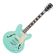 Basswood body offers deep resonant tones Add nuanced vibrato to your playing using the on-board tremolo arm Outstanding projection produced by braced semi-hollow basswood body Stand out on stage with eye-catching jade green finish