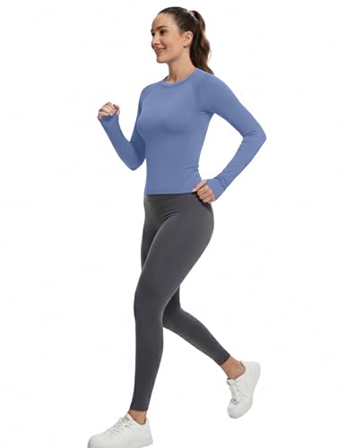 Image of MathCat Workout Shirts for Women Long Sleeve, Workout Tops for Women, Quick Dry Gym Athletic Tops,Seamless Yoga Shirts XS-XL