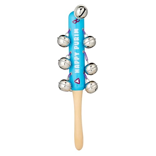 Rite Lite Happy Purim Wood Gragger with Bells Colorful Rattle Musical Instruments Kids Musical Gifts Fun Party Noisemakers Jewish Holiday Party Favors Goodie Bag Fillers Gifts 8
