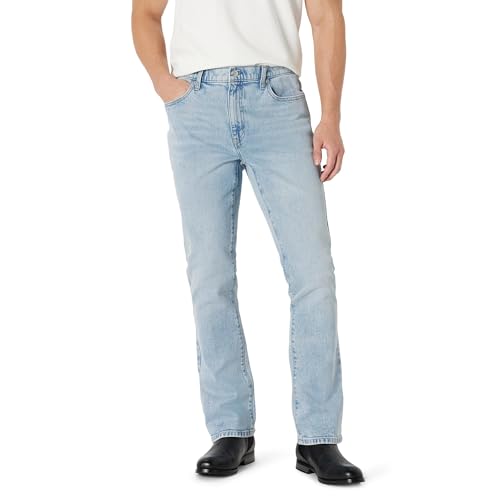 Amazon Essentials Men's Low Stretch Slim-Fit Bootcut Jeans, Tinted Ice Light Wash, 36W x 32L