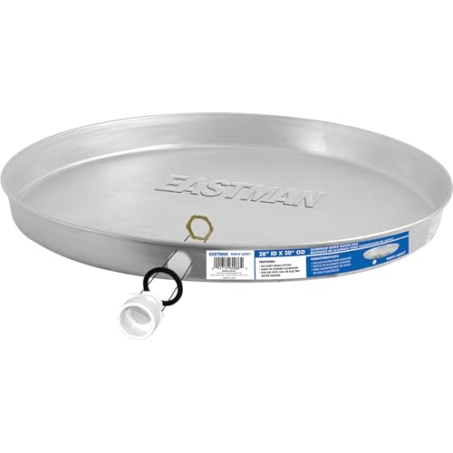 Eastman Aluminum Water Heater Drain Pan with PVC Fittings, 28 Inch ID x 30 Inch OD Compression, 60087