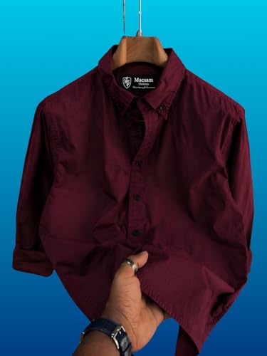 Image of Men's Casual Cotton Blend Shirt | Regular Fit | Full Sleeve | Solid Design