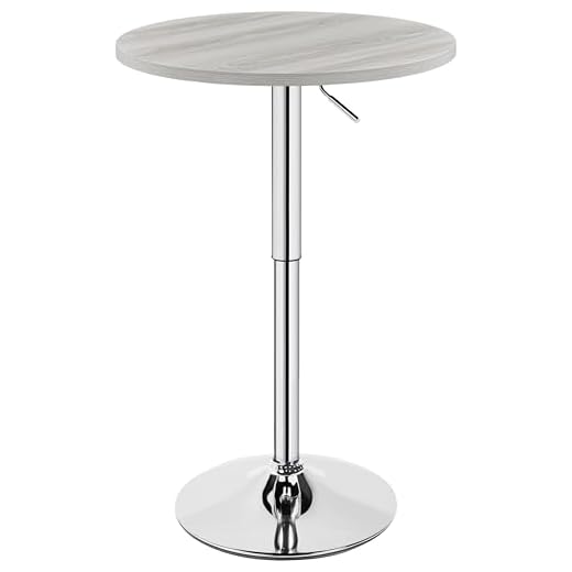 Yaheetech Round Pub Table Height Adjustable with 360� Swivel MDF Tabletop for Dining Bistro CAF� Home Bar, Grey