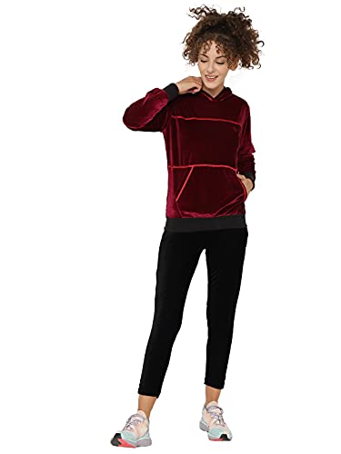 Image of CHKOKKO Women Velvet Full Sleeves Velour Track suit