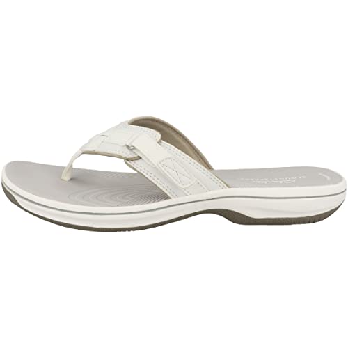 Clarks Brinkley Sea, Chanclas Mujer, White Synthetic, 38 EU