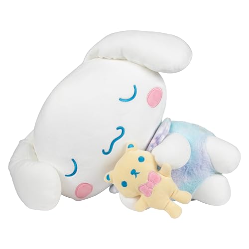 Jazwares Hello Kitty and Friends, Cinnamoroll 18-inch Sleeping Plush with Bear Accessory - Officially Licensed Sanrio Product from 6+