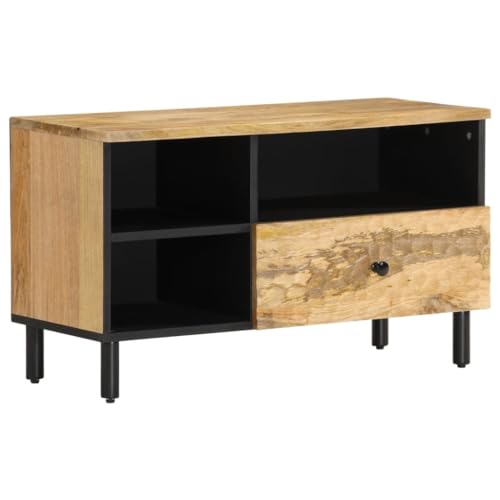 LAPOOH Mueble de TV de 80 x 33 x 46 cm, madera maciza de mango, mueble de TV, mueble de TV para sala de estar, muebles de entretenimiento en el hogar-356908