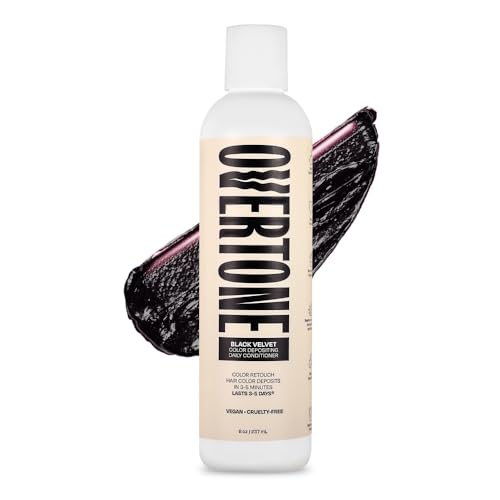 Image of Overtone Daily Color Depositing Conditioner For All Hair Types: 8 oz Temporary Coloring Conditioner w /Shea Butter & Coconut Oil, Refresh Color & Prevent Fading, Vegan & Cruelty-Free, Black Velvet