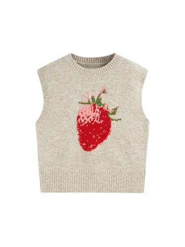 Image of CIDER Women's Sweater Vest Knit Sleeveless Pear Cute Graphic Tank Top