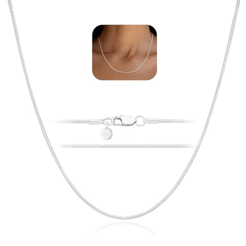 SWIMLANCE 925 Sterling Silver Snake Chain for Women 1.5mm Necklace Chain Smooth Sturdy Hypoallergenic Silver Chain for Jewellery Gifts 20Inch
