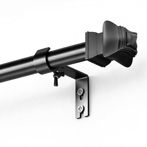 WELDUN Curtain Rods for Windows 81-118 cm Metal Extendable Curtain Rod 19.5 mm Heavy Duty Curtain Rod Set with Brackets for Bedroom Living Room or Kitchen Black