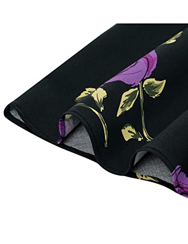 Bbonlinedress Women's Purple Vintage Dress 1950S Retro Square Neck Cocktail Swing Dress Black Purple Brose S #TOP6