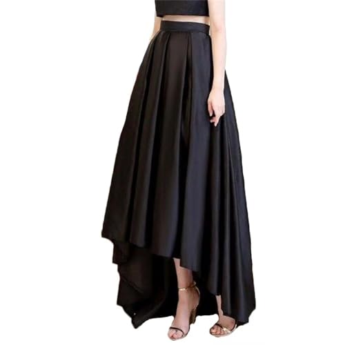YJNXHN Women's High Waist Satin Hi-Lo Long Skirts with Pockets for Evening Party Prom Party