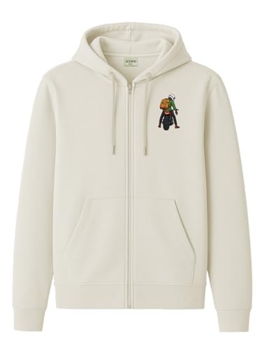 Image of ADRO Men's Regular Fit Zip-Up Hoodie for man | 320 GSM Cotton Poly Fleece Zipper Sweatshirt with Soft Fabric & Printed Hoodies