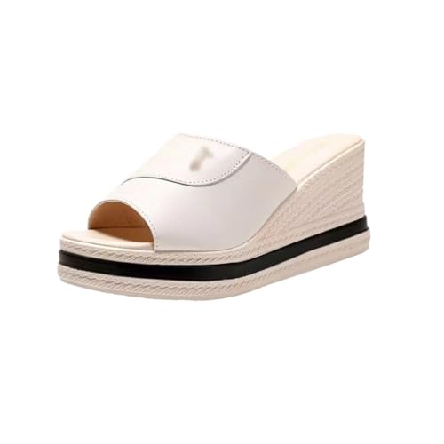 Soft Leather Shoes Women's High Heels Sloping Heels Raised Thick Soles Sandals and Slippers