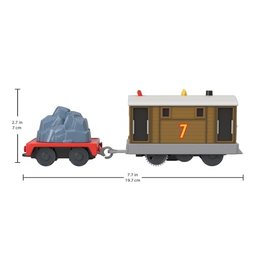 Locomotora Toby motorizada Thomas & Friends HTN30 con vagón de carga conectable para niños 7