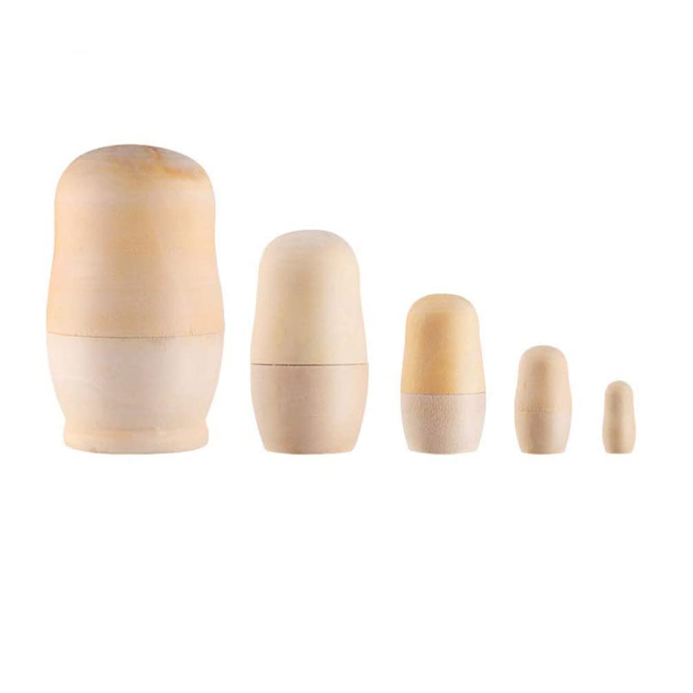 ShanBye Russian Matryoshka Wooden Nesting Dolls, 5 pcs DIY Blank Wood Russian Dolls for Boys Girls Gift Decorations