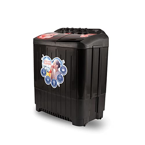 Image of HYUNDAI Semi Automatic Washing Machine 8.5 KG (Black Blossom) Curved Glass Lids