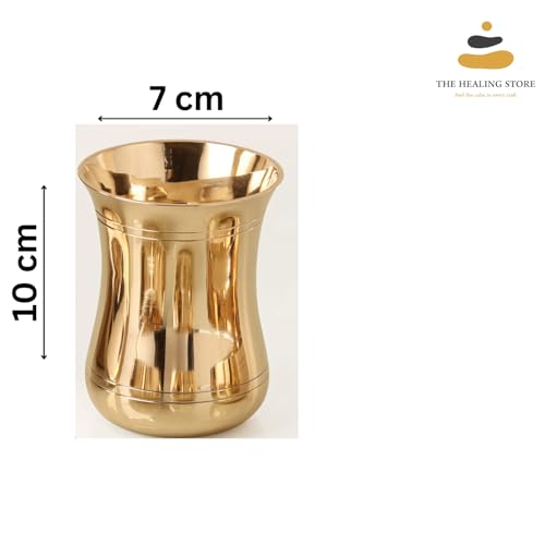 Image of THE HEALING STORE Bronze Kansa Glass, 200 ml Capacity, Gold, Medium Size (gulfa)