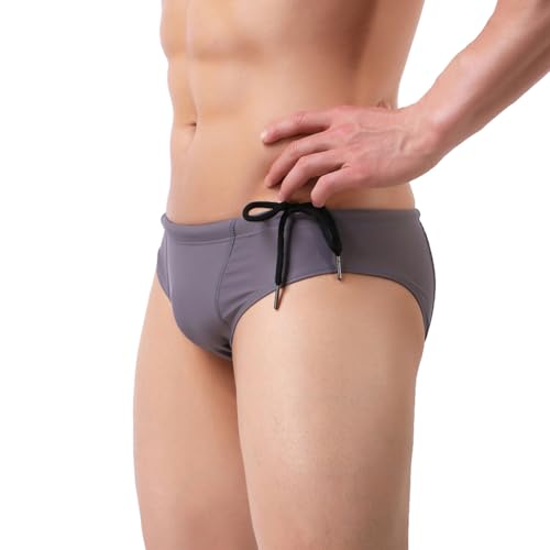 Summer Code Mens Swim Briefs Bikini Sport Swimwear Bathing Suit Solid Sexy Swimsuit with Drawstring4