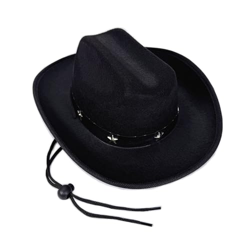 Kids Western Pork Pie Hat With Star Studs Adjustable Strap For Ages 3-12 Outdoor And Party Wear3