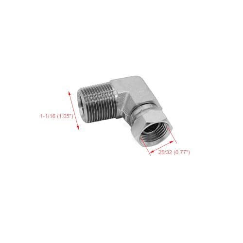 Image of 1501-12-08 Hydraulic Hose Adapter Fitting 3 /4 inch Male (3 /4 inch-14NPTF) x 1 /2 inch Female (1 /2 inch-14NPSM) Swivel 90 Elbow SAE Pipe Joints Tube Connector Carbon Steel