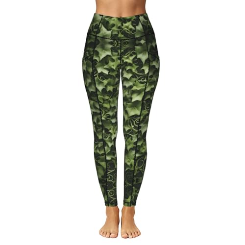 Leggings con estampado de hiedra y bolsillos para fitness de mujer 2