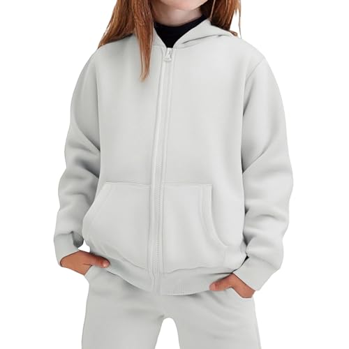 Kids Jogger Set - 2 Piece Fleece Lined Zip Up Hoodie Sweatshirt Jogger Pants Sweatsuit Fall Outfits for Boys Girls 5-14T