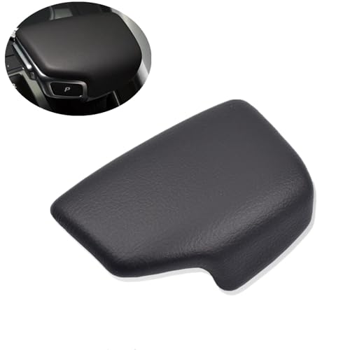Kakulkomen Automatic Car Gear Shift Knob Cover Perforated Black Leather LHD for Au-di A4 B9 A5 Q7 Q5 2016 2017 2018 2019 (Black-No Holes)