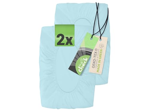 Emily´s Check Juego de 2 fundas elásticas para cojín cervical (1596.2323, 30-35 x 45-50 cm), color azul claro