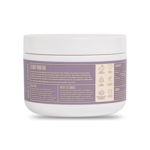 Image of OVERTONE Color Depositing Treatment Hair Mask, Smoky Lavender, 8 oz | Semi Permenant & Nourishing Coloring Conditioner for All Hair Types, Contains Shea Butter & Coconut Oil, Vegan & Cruelty-Free