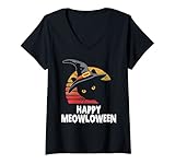 Photo Gallery donna happy meowloween! funny cat witch s hat halloween 80s sunset maglietta con collo a v Photo Gallery donna happy meowloween! funny cat witch s hat halloween 80s sunset maglietta con collo a v