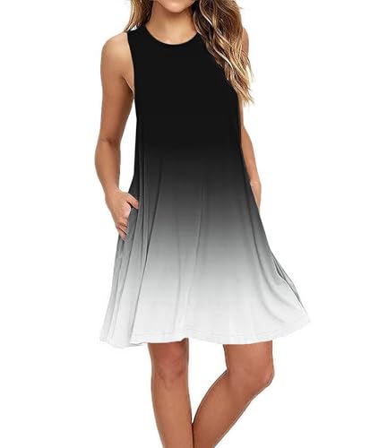 Image of Summer Dresses for Women Casual Sleeveless Swing Sundress with Pockets
