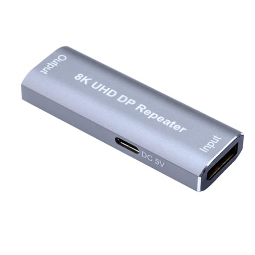 Image of 8k Displayport Repeater,Displayport Amplifier Repeater,DP Signal Booster Support Audio Formats DTS-HD /Dolby truehd /DTS /Dolby-ac3 / DSD (Gray DP 1.4)