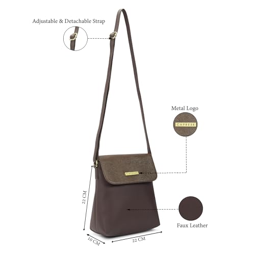 Image of Caprese Fergi Large Crossbody Bag for Women with Adjustable Strap | Versatile Handbag with Zipper & Magnetic Button Closure for Everyday Use, Travel, & Special Occasions