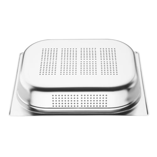 Vogue K844 Stainless Steel Perforated 1/2 Gastronorm Pan 65mm Deep Food Container, Silver