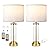 Beige Gold Bedroom Lamps Set of 2 - Touch Bedside Lamp for Night Stands with USB C+A, 3 Way Dimmable Nightstand Table Lamps for Living Room, Modern Glass Lamp for Bed Side Guest Room