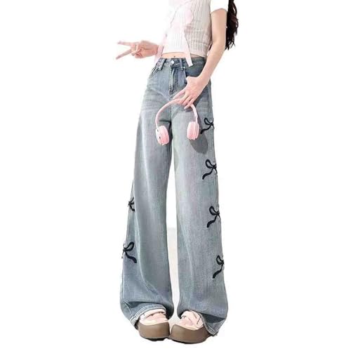 Women's Denim Pants Y2K Jeans Retro Embroidered Pattern Printed Loose Casual Jeans Straight Leg Pants4