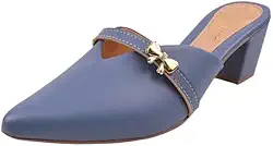 Mule Scarpin Salto Alto Grosso Lacinho Sapato Bico Fino Casual Festa Passeio