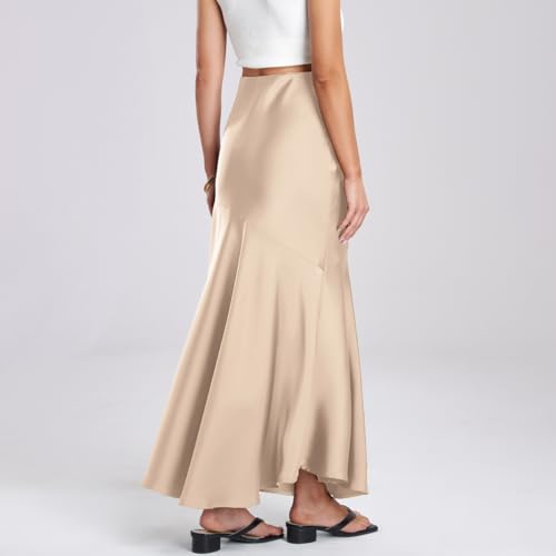 Womens Summer Fall Skirt Elegant High Waist Cocktail Satin Maxi Skirts Women's Fishtail Bodycon Long Skirts3