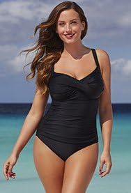 Women's Twist-Front Swimsuit 14 Black