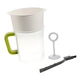 Taza coladora de leche: rápida y fácil: cuele rápida y fácilmente la leche de nueces o el yogur a través de este filtro, el colador se de forma en la jarra, vierta el líquido en el filtro y use la herramienta de presión incluida para presionar el líquido, filtro de leche de nueces