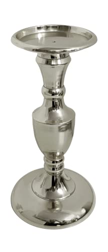 Image of Gold Plated Large Candle Stand /Candle Holder /Modern Design Candle Pillar Candle Holder for Home Decoration (Medium (9 inches), Silver (Nickle))