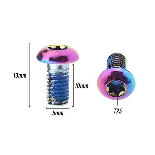 YINETTECH 12PCS Bicycle T25 Screws Alloy Colourful Bike Disc Brake Screws M5x10mm for Mountain Bike Cycling Replacement Components - Image 4