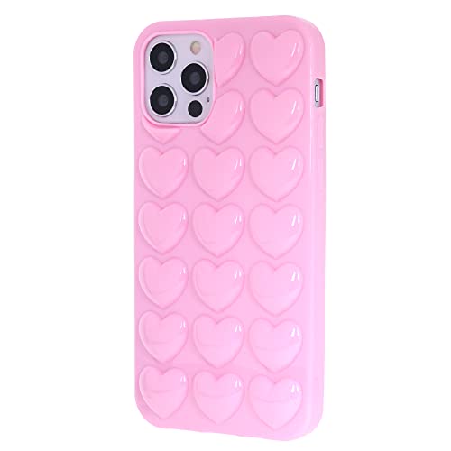 DMaos iPhone 12 Pro Max Case for Women 3D Pop Bubble Heart Kawaii Gel Cover, Cute Girly for iPhone12 Pro Max 6.7 inch - Pink - Image 2