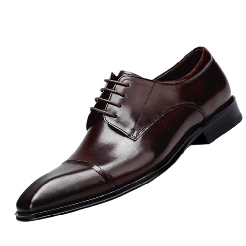Italian Luxury Mens Dress Oxford Shoes, Pointed Toe Lace-up Formal Tuxedo Business Shoes